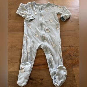Petit Lem Adorable Blue Bunny easter Print Kids One Piece footies size 9 months